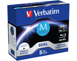 Blu-Ray M-Disc Verbatim BD-R XL 100GB 4× Inkjet Printable 5 pack JC