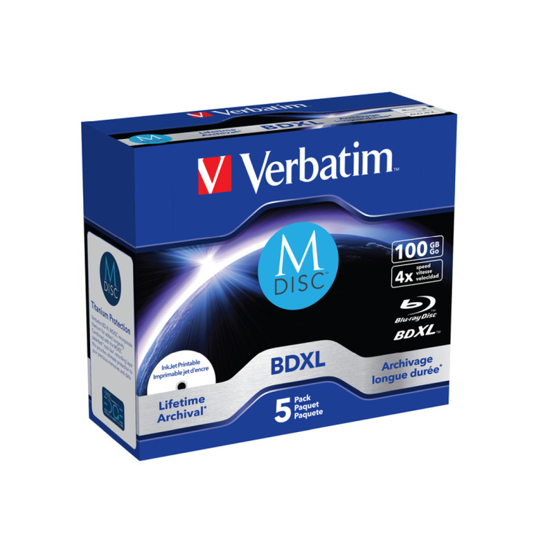 Blu-Ray M-Disc Verbatim BD-R XL 100GB 4× Inkjet Printable 5 pack JC-1