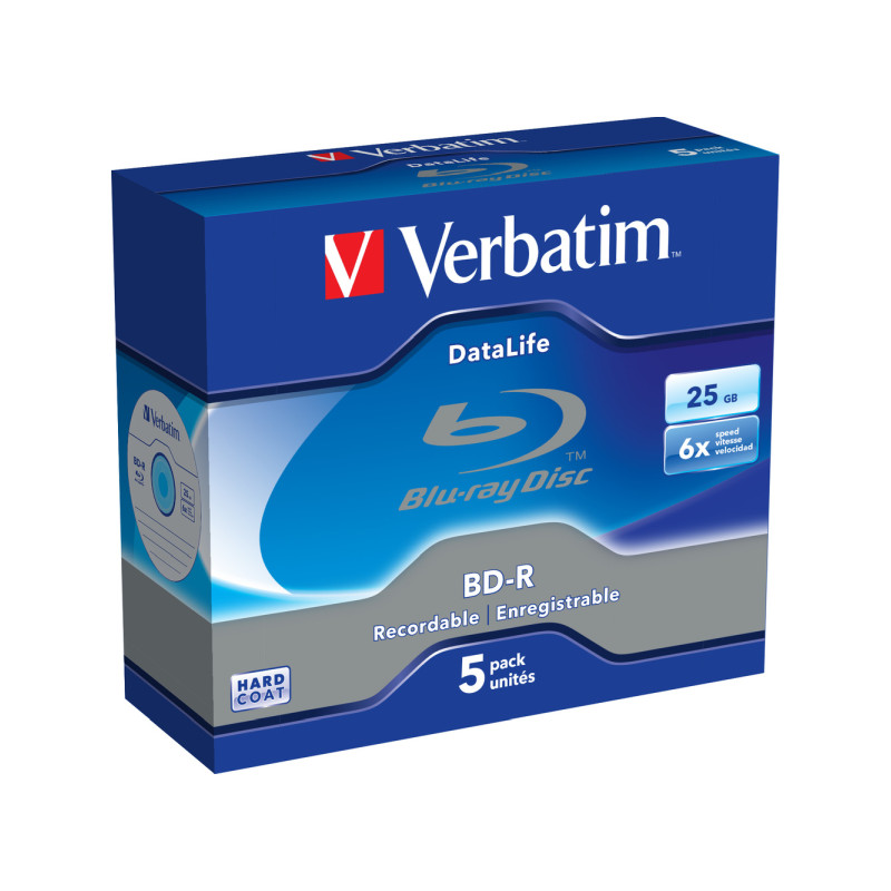 Blu-Ray Verbatim BD-R SL 6× 25GB White Blue Surface Hard Coat, 5 kom. JC (Single Layer)-1