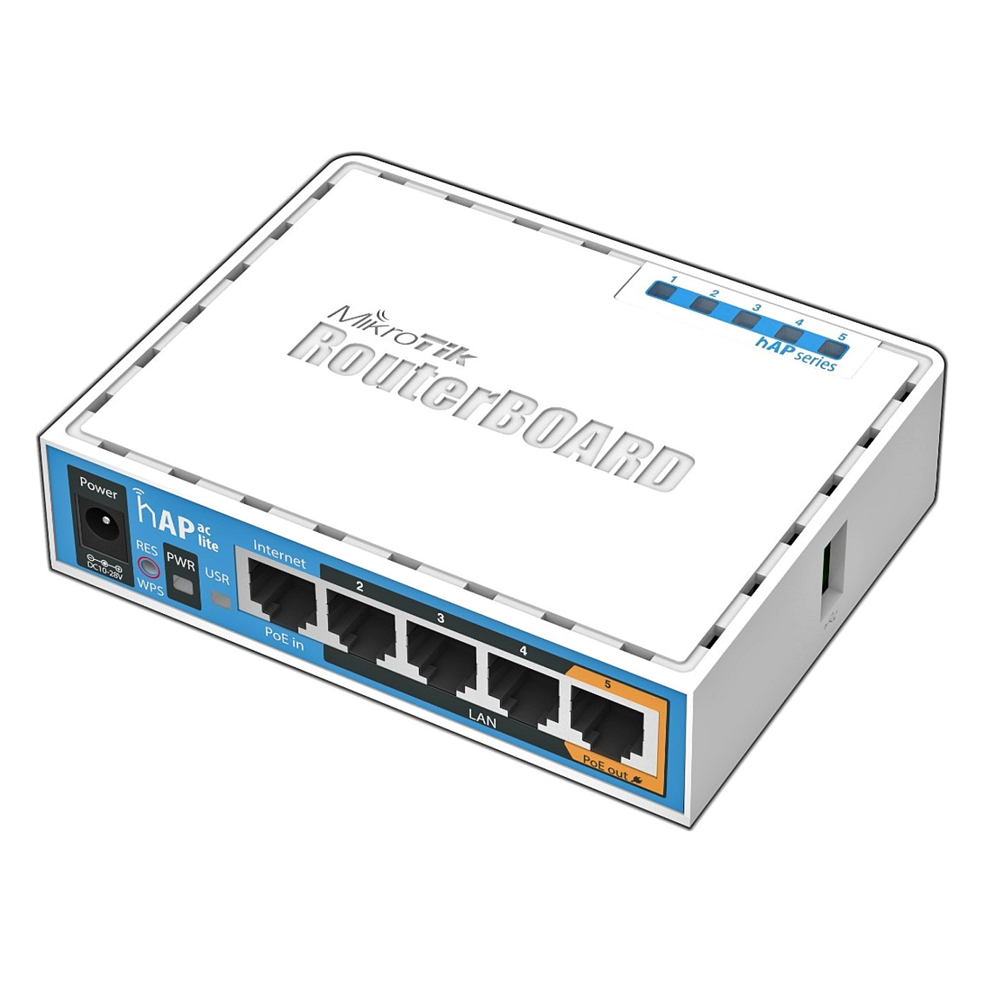 Mikrotik RB952Ui-5ac2nD hAP ac lite, 650MHz CPU, 64MB RAM, 5xLAN, 2.4Ghz 802.11b/g/n/ 5Ghz 802.11ac, USB, PSU, RouterOS L4-4