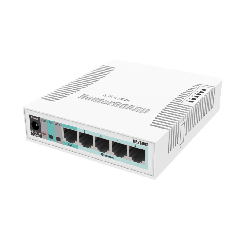 Mikrotik Cloud Smart Switch CSS106-5G-1S (RB260GS) 5-port Gigabit smart preklopnik sa SFP cage, SwOS, plastično kućište, PSU-4