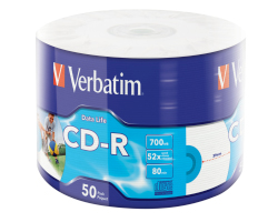 CD-R Verbatim 700MB 52× DataLife INKJET PRINTABLE 50 pack wrap-0