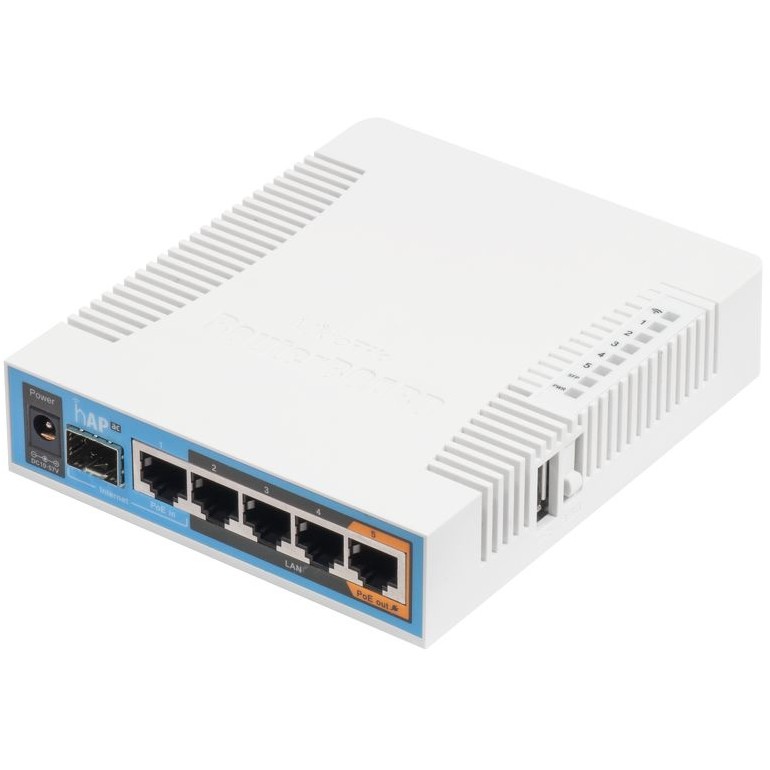 Mikrotik RB962UiGS-5HacT2HnT, hAP ac 720MHz CPU, 128MB RAM, 5×G-LAN, (2.4Ghz/5Ghz) 802.11b/g/n/ac, 3 chain, integrire antene, SFP, USB, plastično kućište, PSU, RouterOS L4-1