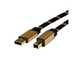 Roline GOLD USB2.0 kabel TIP A/B M/M, 1.8m crno/zlatni-0