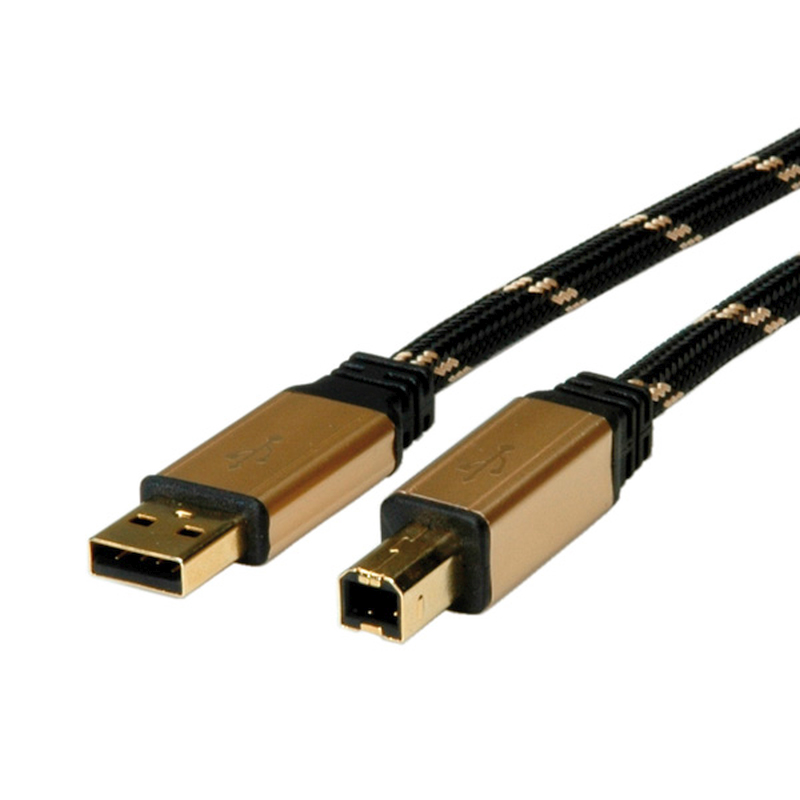 Roline GOLD USB2.0 kabel TIP A/B M/M, 1.8m crno/zlatni-1