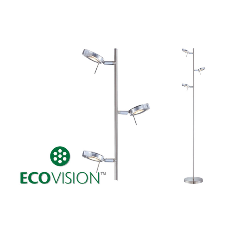 LED podna svjetiljka ECOVISION sa 3 akrilna sjenila (3x5W, 3000K, 3x400lm, >50.000 sati, srebrna)-1