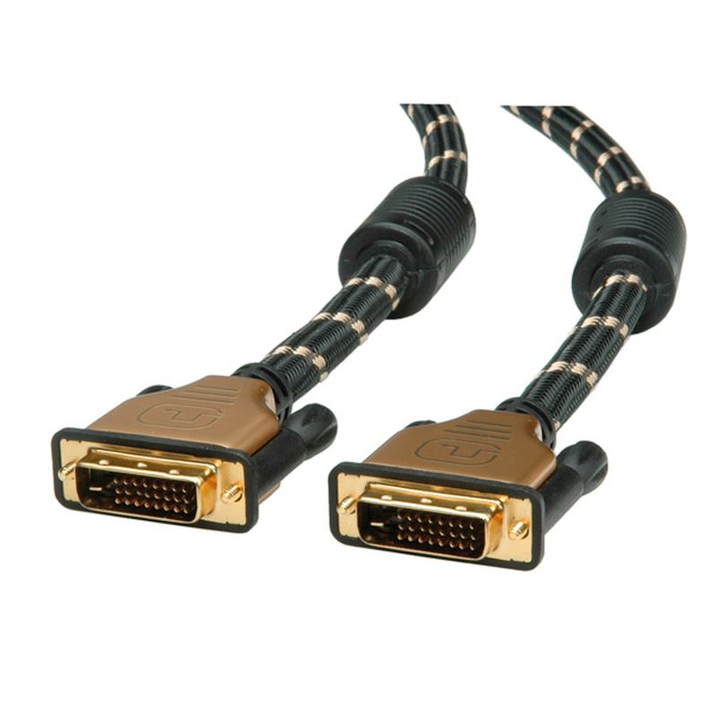 Roline GOLD DVI kabel, DVI-D (24+1) Dual Link, M/M, 2.0m crno/zlatni-1