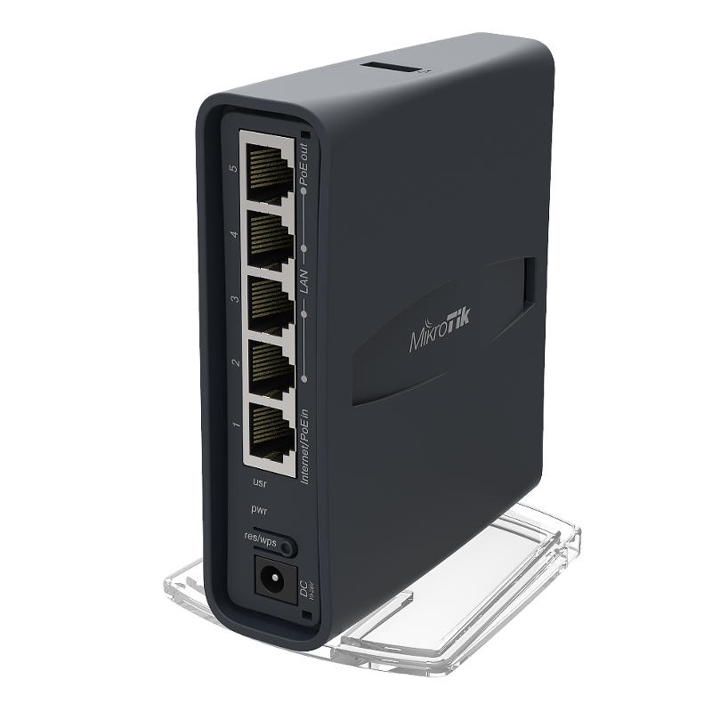 Mikrotik RB952Ui-5ac2nD-TC, hAP ac lite tower, 650MHz CPU, 64MB RAM, 5xLAN, 2.4Ghz 802.11b/g/n/ 5Ghz 802.11ac, USB, PSU, RouterOS L4-3