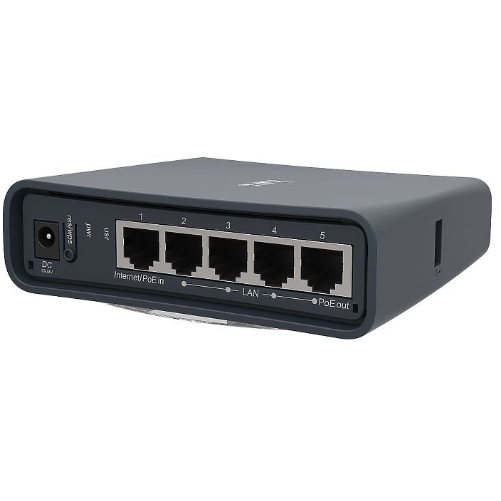 Mikrotik RB952Ui-5ac2nD-TC, hAP ac lite tower, 650MHz CPU, 64MB RAM, 5xLAN, 2.4Ghz 802.11b/g/n/ 5Ghz 802.11ac, USB, PSU, RouterOS L4-8
