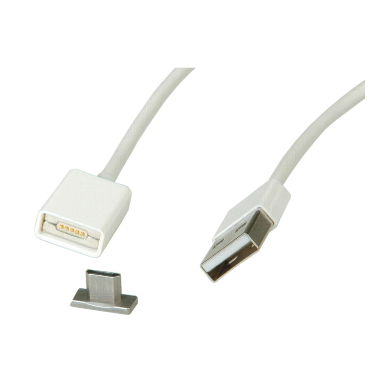 Roline USB2.0 magnetski kabel TIP A(M) na Micro B(M), 1.0m bijeli-1
