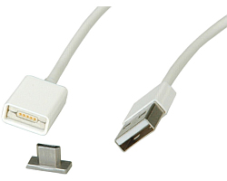 Roline USB2.0 magnetski kabel TIP A(M) na Micro B(M), 1.0m bijeli