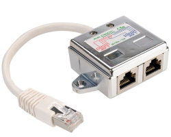 Roline VALUE Y (T) adapter Cat.5e/Class D, 1×RJ45 - 2×RJ45, M/F, STP, srebrni