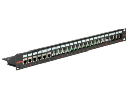 Roline 24-portni Patch Panel (prazni) 19" Keystone STP Cat.5/6/6a/Class E crni