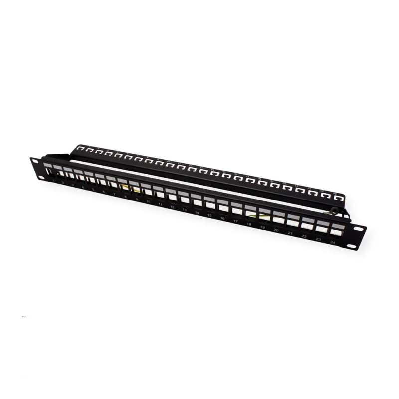 Roline 24-portni Patch Panel (prazni) 19" Keystone STP Cat.5/6/6a/Class E crni-1