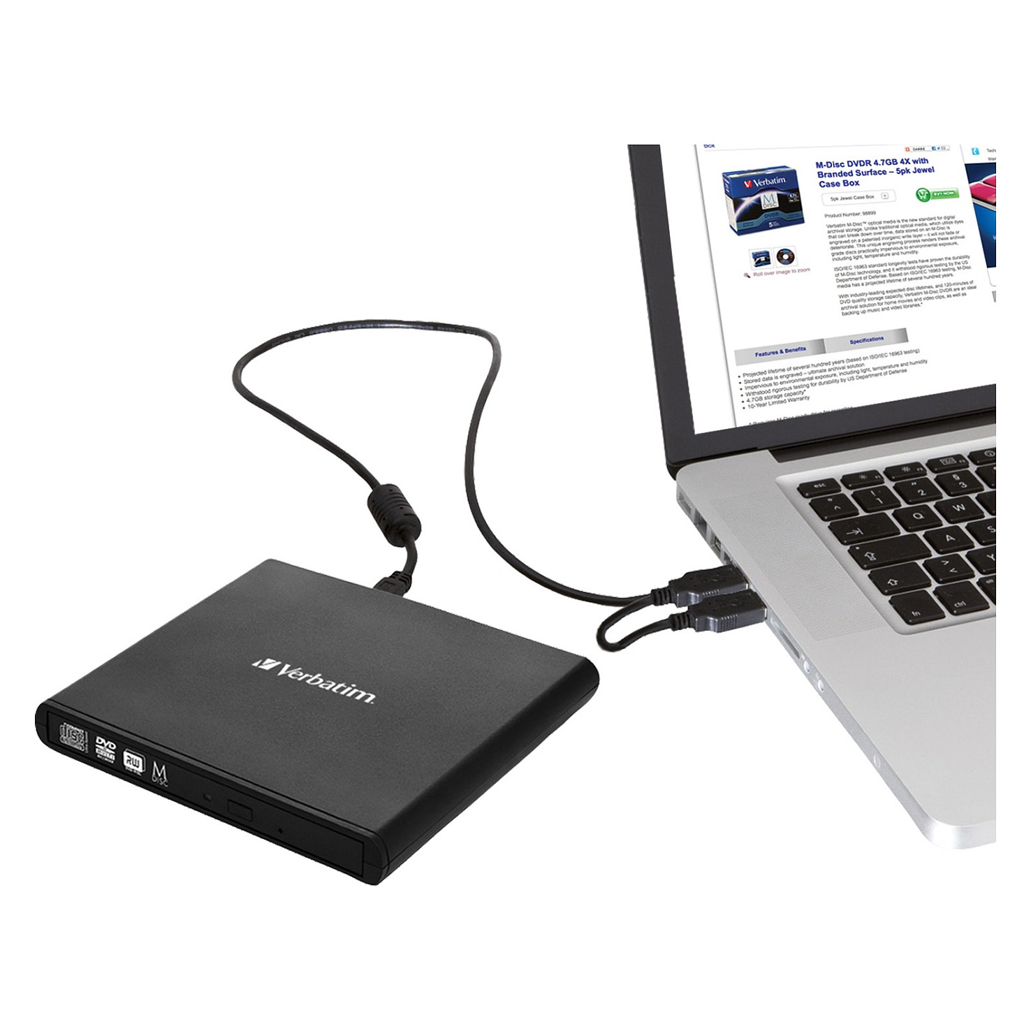 Verbatim DVD+/-RW vanjski snimač, M-Disc kompatibilan, USB2.0 crni-3