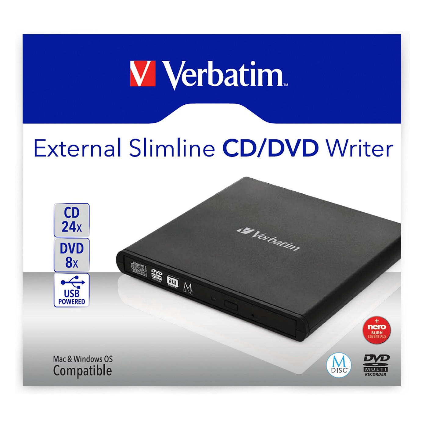 Verbatim DVD+/-RW vanjski snimač, M-Disc kompatibilan, USB2.0 crni-4