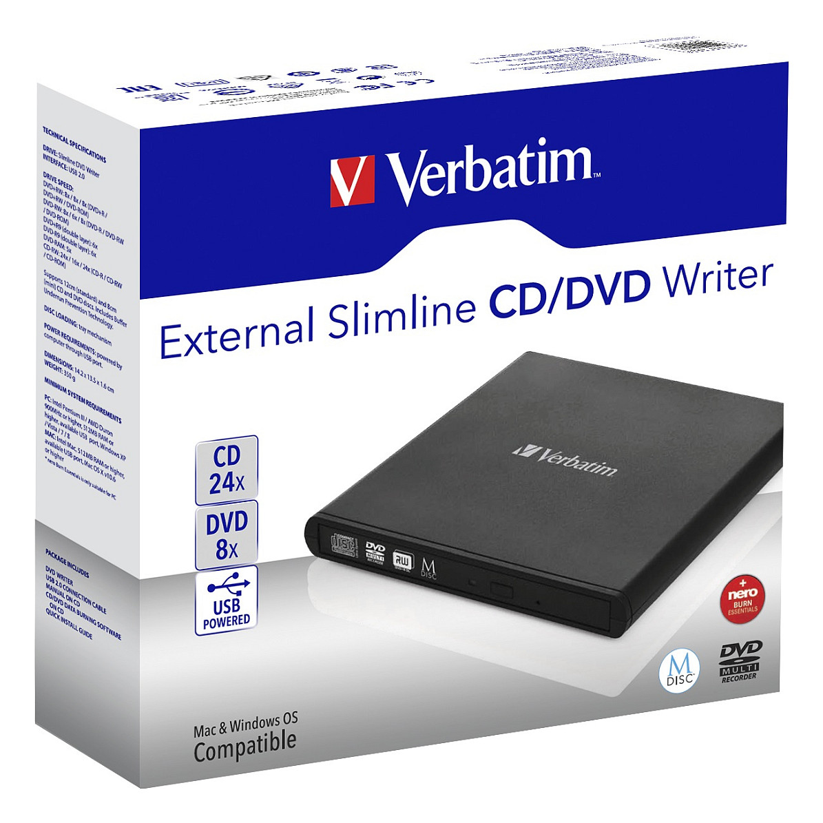 Verbatim DVD+/-RW vanjski snimač, M-Disc kompatibilan, USB2.0 crni-6
