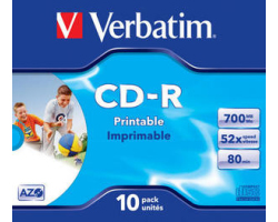 CD-R VERBATIM DataLife+ Wide PRINTABLE 700MB 52× (Pakiranje 10 kom., Jewel Case)