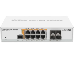 Mikrotik Cloud Router Switch CRS112-8P-4S-IN, QCA8511 400Mhz CPU, 128MB RAM, 8×G-LAN PoE-out, 4×SFP, RouterOS L5, desktop kućište, rack mount, PSU-0