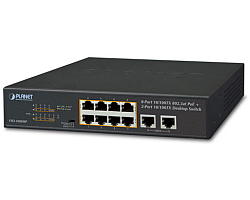 Preklopnik PLANET 10" 8-port 10/100TX 802.3at PoE + 2-port 10/100TX, rack-mountable-1