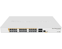 Mikrotik Cloud Router Switch CRS328-24P-4S+RM, 800 MHz CPU, 512MB RAM, 24×G-LAN (all PoE-out), 4xSFP+, RouterOS L5/SwitchOS (dual boot), 1U rackmount kučište, 500W PSU-0