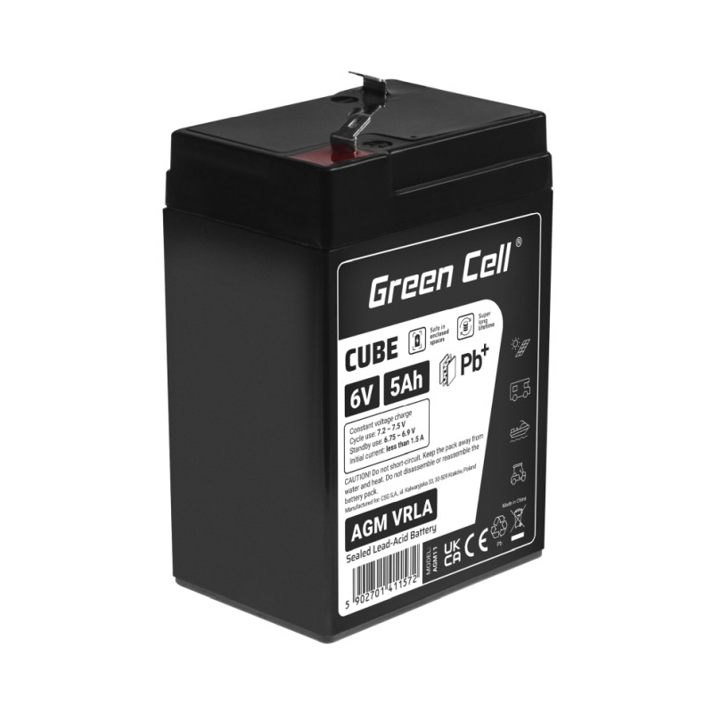 Baterija Green Cell (AGM11) (Kapacitet 5Ah, Napon 6V, VRLA AGM, Dimenzije 70×47×100(104) mm, Težina 0.78 kg)-1