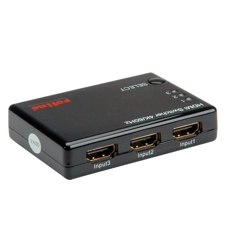 HDMI preklopnik ROLINE trosmjerni (3 ulaza / 1 izlaz), 4K UHD, s daljinskim upravljačem-0