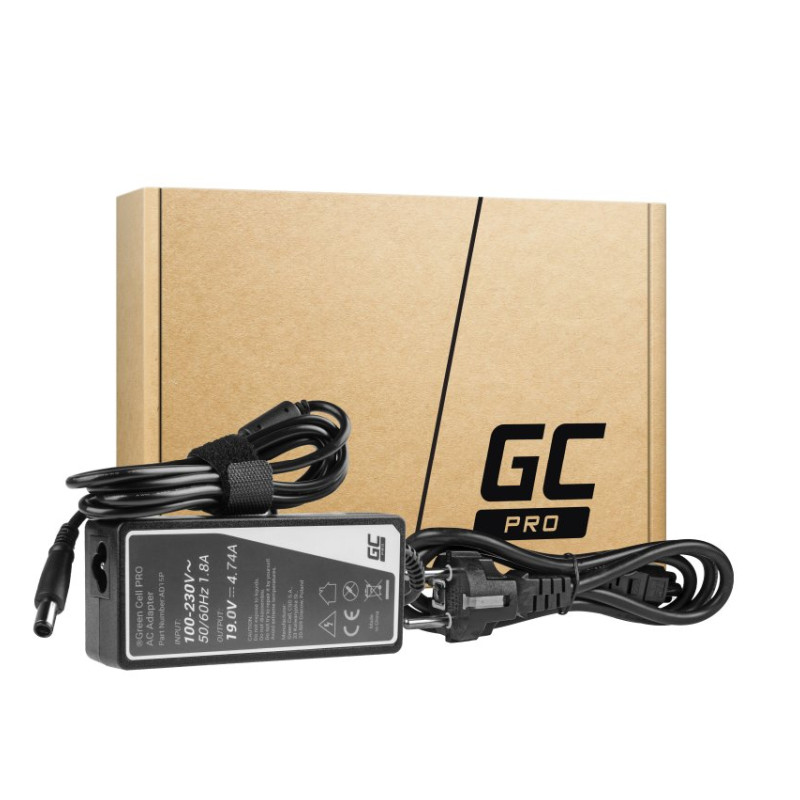 Green Cell PRO (AD15P) AC adapter 90W, 19V/4.74A, 7.4mm-5.0mm-1