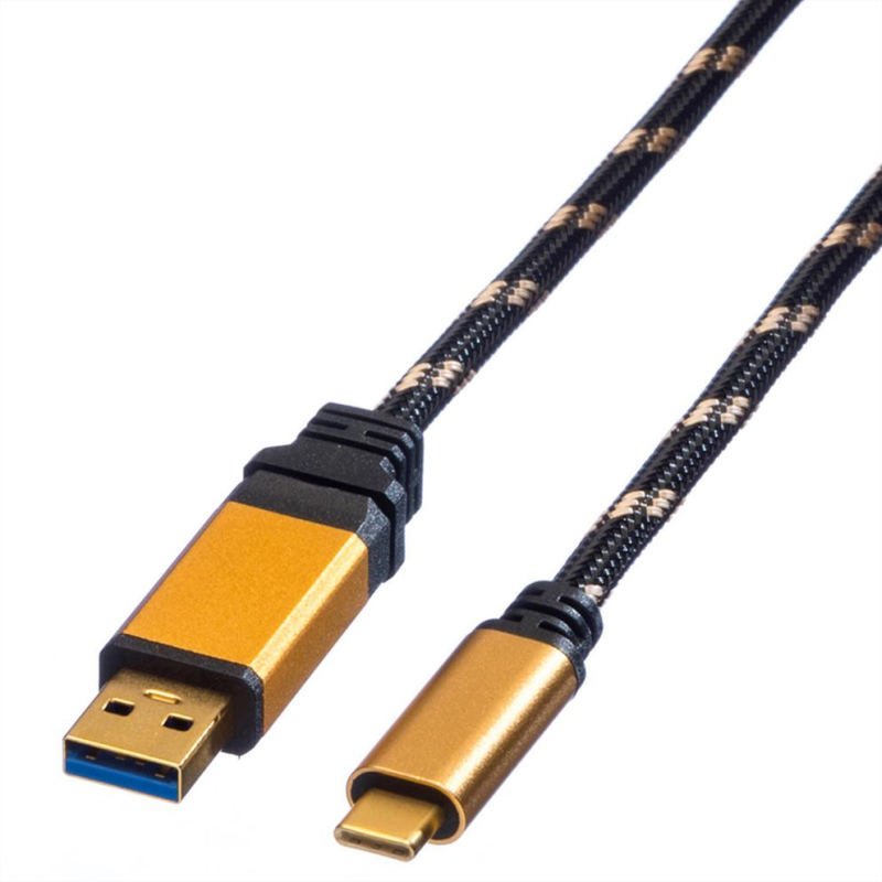 Roline GOLD USB3.1 Gen2 kabel TIP A-C M/M, 1.0m crno/zlatni-0