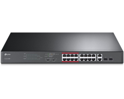 Preklopnik TP-LINK TL-SL1218MP 16-port PoE+ 10/100M RJ45, 2×10/100/1000M RJ45, 2×SFP Gigabit Combo, metalno kućište (194W)-1