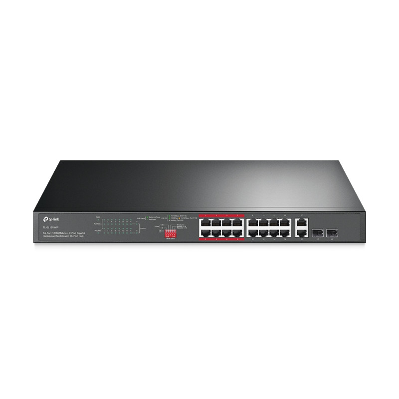 Preklopnik TP-LINK TL-SL1218MP 16-port PoE+ 10/100M RJ45, 2×10/100/1000M RJ45, 2×SFP Gigabit Combo, metalno kućište (194W)-8