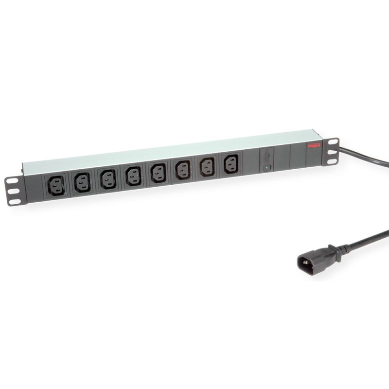 Roline strujna priključnica 19", 8×IEC3200 C13-C14 M (UPS) priključak kabla, 2.0m, aluminium-0