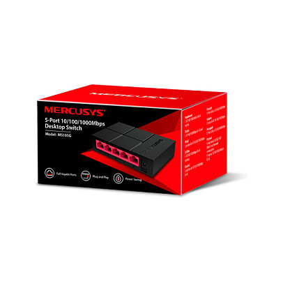 Mercusys 5-port Gigabit mini Desktop preklopnik (Switch), 5×10/100/1000M RJ45 ports, plastično kućište-5