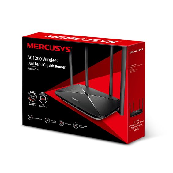 Mercusys AC1200 bežični usmjerivač (Dual-Band Gigabit Router) 300Mbps/867Mbps (2.4GHz/5GHz), 802.11ac/b/g/n, 1×G-WAN, 4×G-LAN, 4 x fiksne antene-6