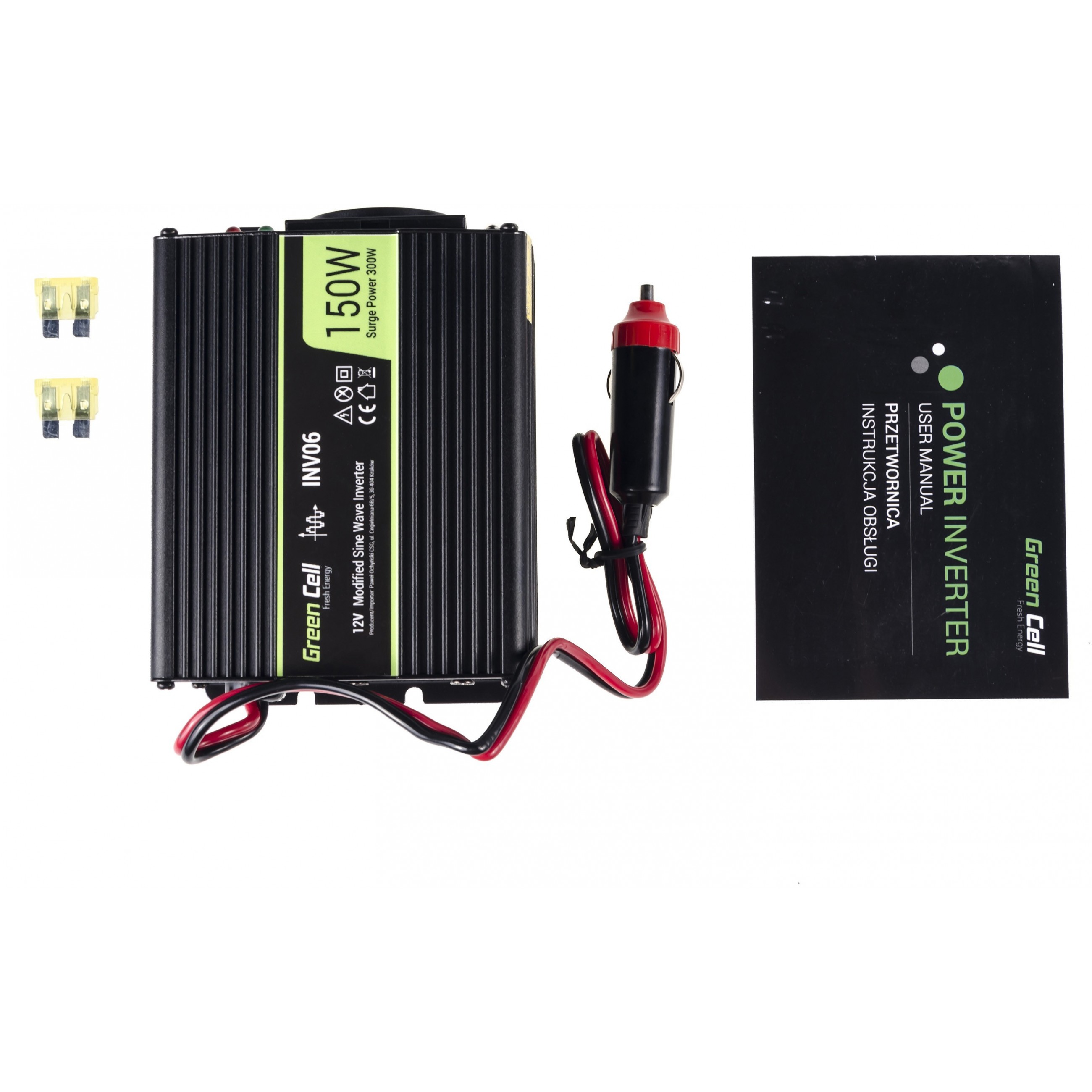 Strujni inverter Green Cell 12V na 230V, 150W/300W (INV06) (2x utičnica, 1x USB, zaštita od pregrijavanja, 12V DC ulaz, 230V AC izlaz)-4