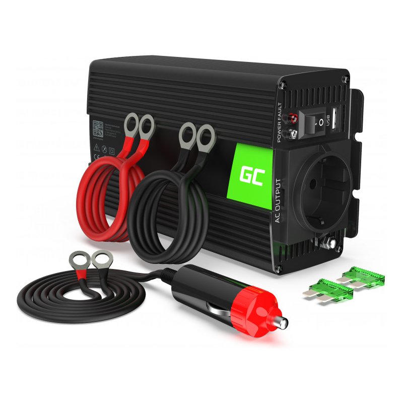 Inverter GREENCELL INV05DE (12v dc, 230v ac, 300w, 600w impulsivna snaga, USB port, zaštita od pregrijavanja, zaštita od prenapona)-1