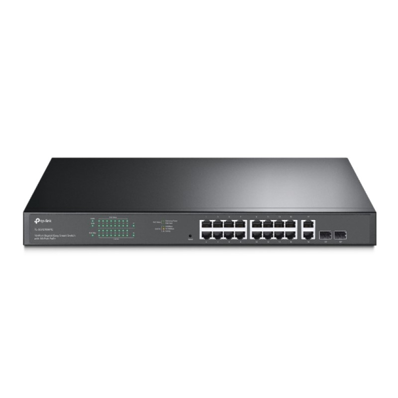 TP-Link JetStream 16-port Gigabit EasySmart PoE+ preklopnik (Switch), 16×10/100/1000M RJ45 PoE, 2×SFP Gigabit, 1U 19" rack-mount kućište (192W)-3