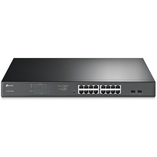 TP-Link JetStream 16-port Gigabit EasySmart PoE+ preklopnik (Switch), 16×10/100/1000M RJ45 PoE, 2×SFP Gigabit, 1U 19" rack-mount kućište (192W)-13