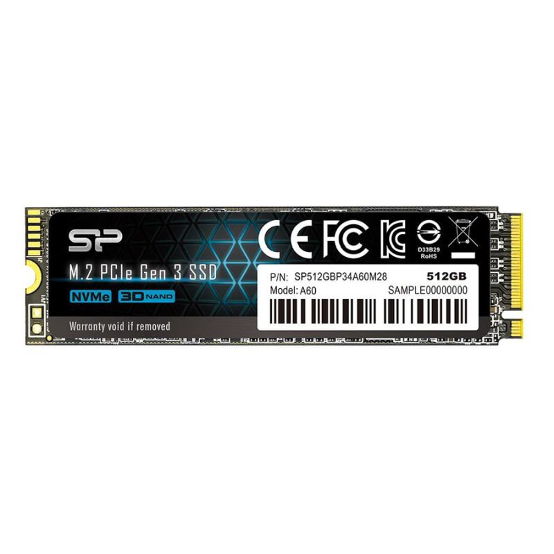 Silicon Power A60 512GB M.2 2280 PCIe Gen3x4 & NVMe 1.3, SLC, R/W: 2200/1600MB/s-1