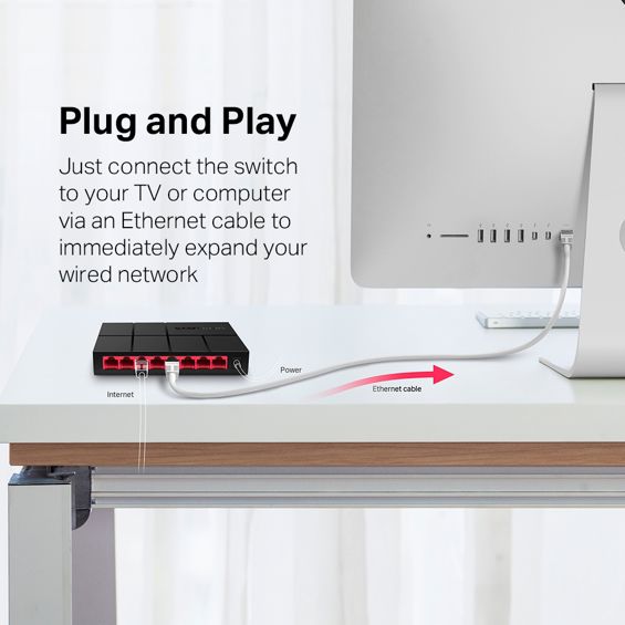 Mercusys 8-port Gigabit mini Desktop preklopnik (Switch), 8×10/100/1000M RJ45 ports, plastično kućište-6