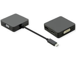 Roline VALUE adapter USB-C - VGA/DVI/HDMI/DP, M/F, 0.1m-0