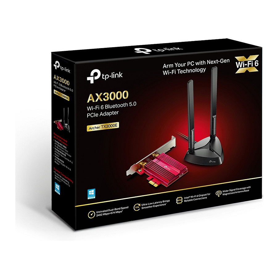 TP-Link AX3000 Archer TX3000E bežični Dual-Band Wi-Fi 6 BT5.0 PCI-E adapter 574Mbps/2402Mbps (2.4GHz/5GHz), 802.11ax/ac/n/a/g/b, 2× 5dBi antene-8
