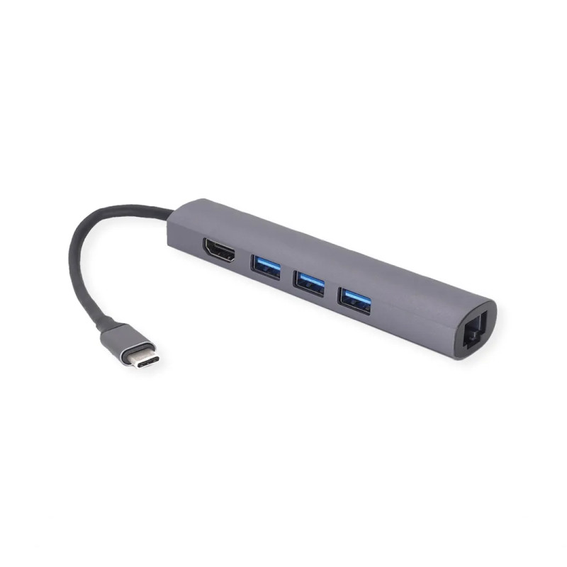 Docking Station ROLINE VALUE USB-C 4K HDMI, 3×USB 3.2 Gen 1, G-LAN-0