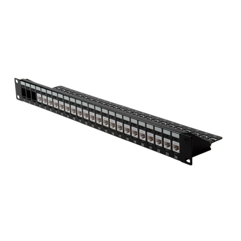 Roline 24-portni Patch Panel (prazni) 19" Keystone UTP Cat.5e/6/Class E crni-0