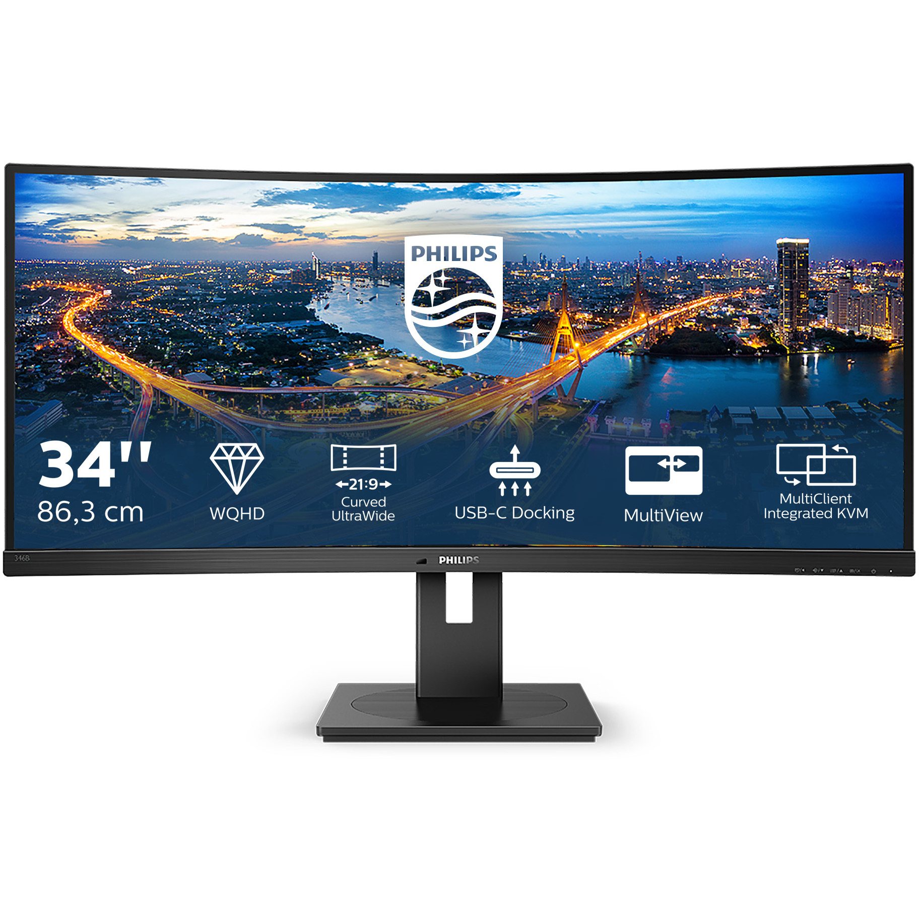 Monitor PHILIPS B line 346B1C/00 (34" VA, 100Hz, 3440×1440 WQHD, zakrivljeni crni)-10