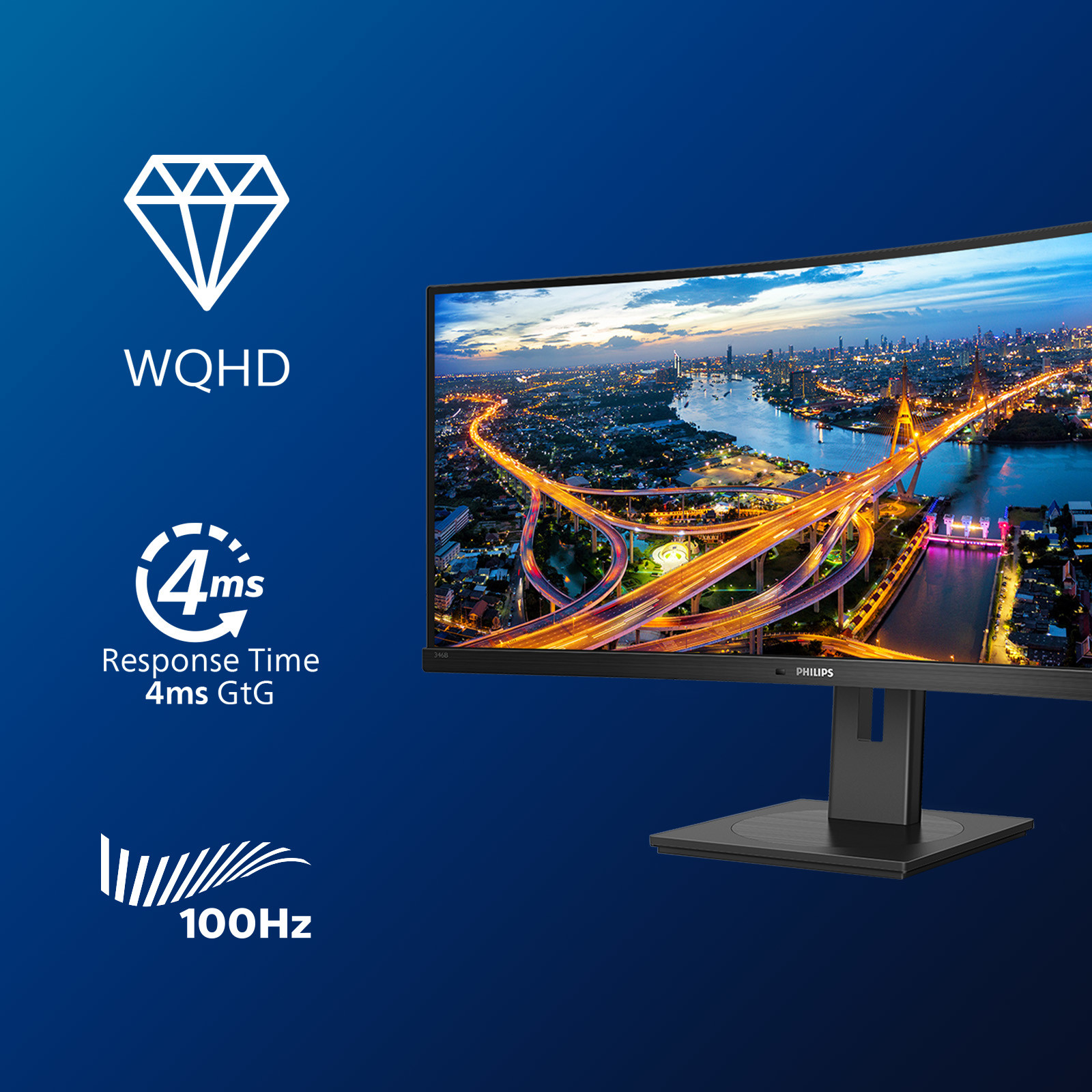 Monitor PHILIPS B line 346B1C/00 (34" VA, 100Hz, 3440×1440 WQHD, zakrivljeni crni)-15