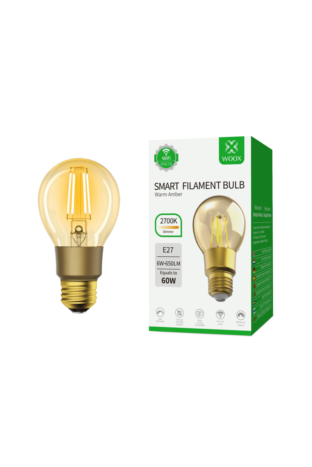 Pametna LED žarulja WOOX R9078 (E27, 6W, 650lm, 2700K)