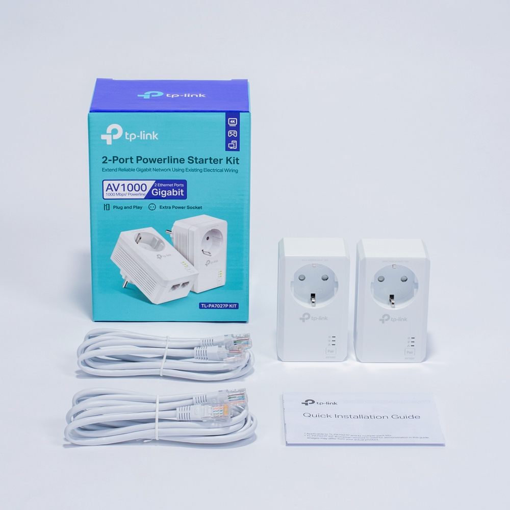 Mrežni adapter TP-LINK AV1000 Powerline Gigabit, 1000Mbps, dodatna strujna utičnica, 2×G-LAN, HomePlug AV2-6