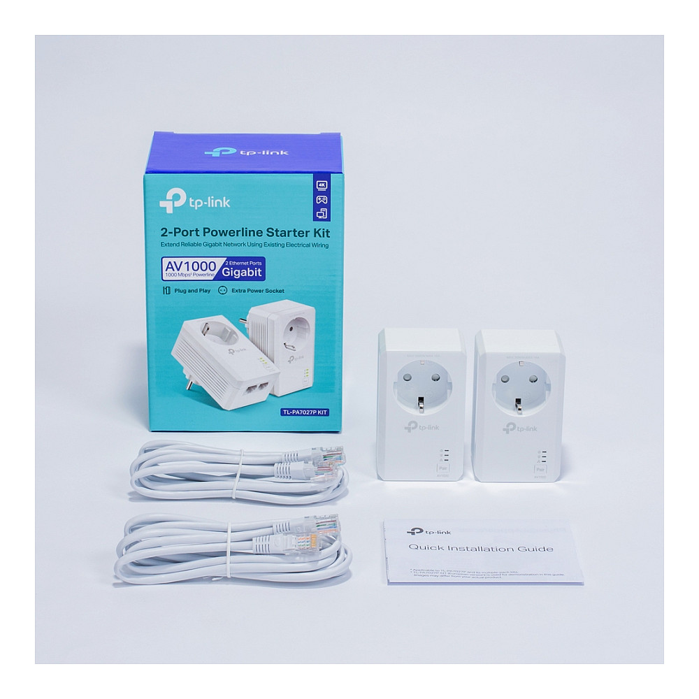 Mrežni adapter TP-LINK AV1000 Powerline Gigabit, 1000Mbps, dodatna strujna utičnica, 2×G-LAN, HomePlug AV2-18