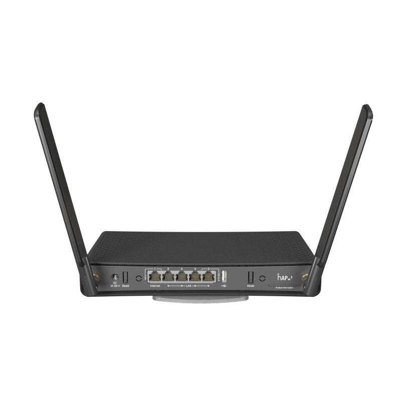 Mikrotik RBD53iG-5HacD2HnD, hAP ac3, 716MHz CPU, 256MB RAM, 5×GLAN, 2.4Ghz/5GHz 802.11b/g/n/ac, 2×vanjska antena, USB, tower/desktop kućište, USB, PSU, RouterOS L4-20